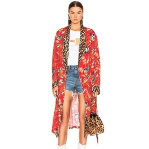 R13 Red Fish And Leopard Smoking Robe